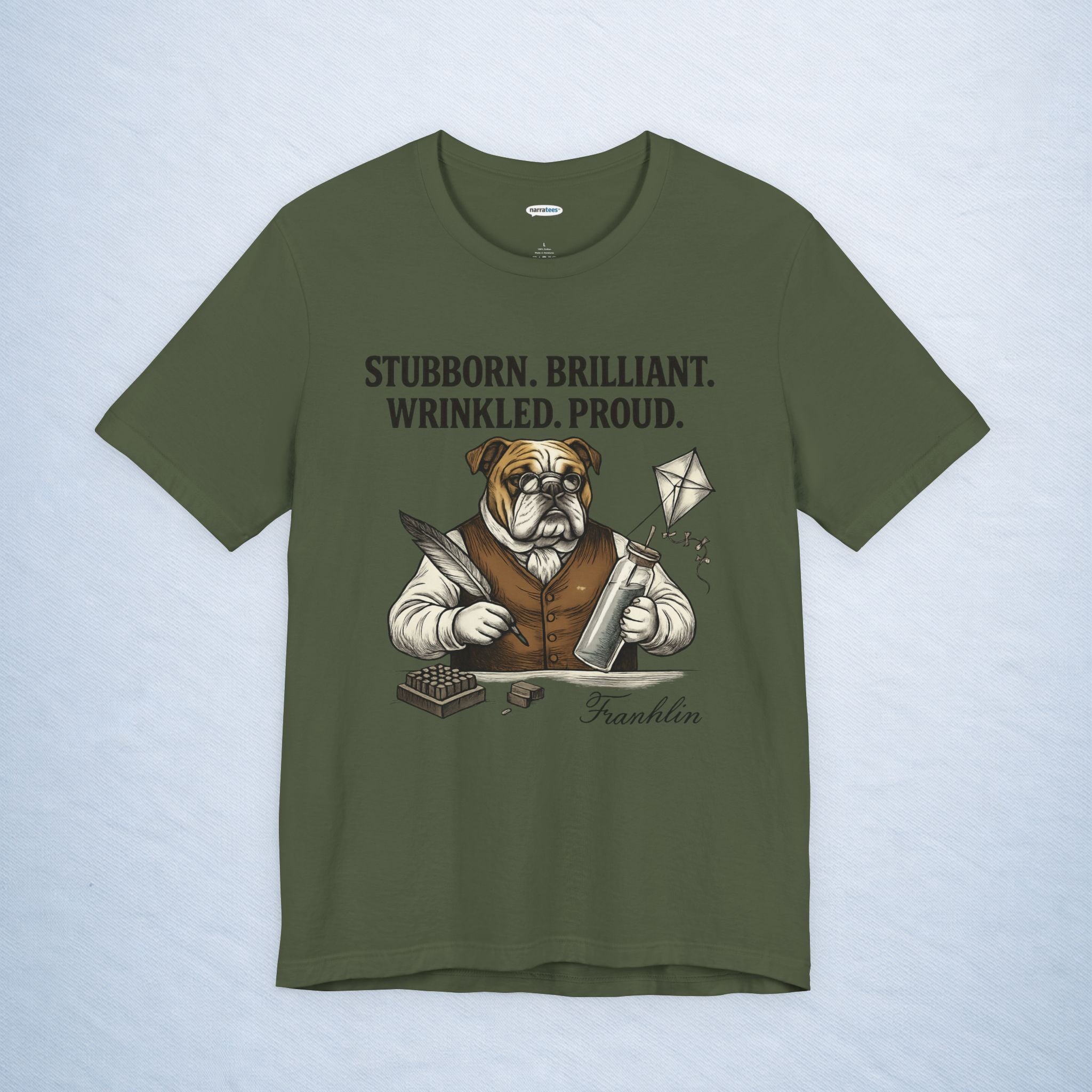 franklin: stubborn. brilliant. wrinkled. proud.