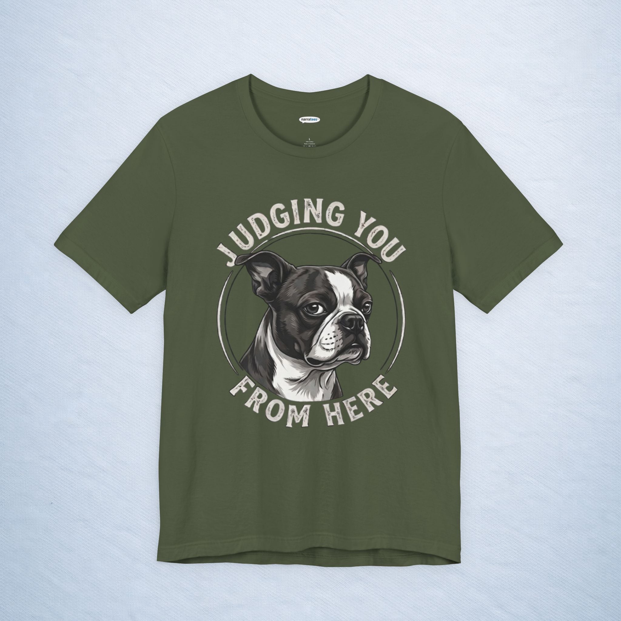 boston terrier: judging you from here - mono