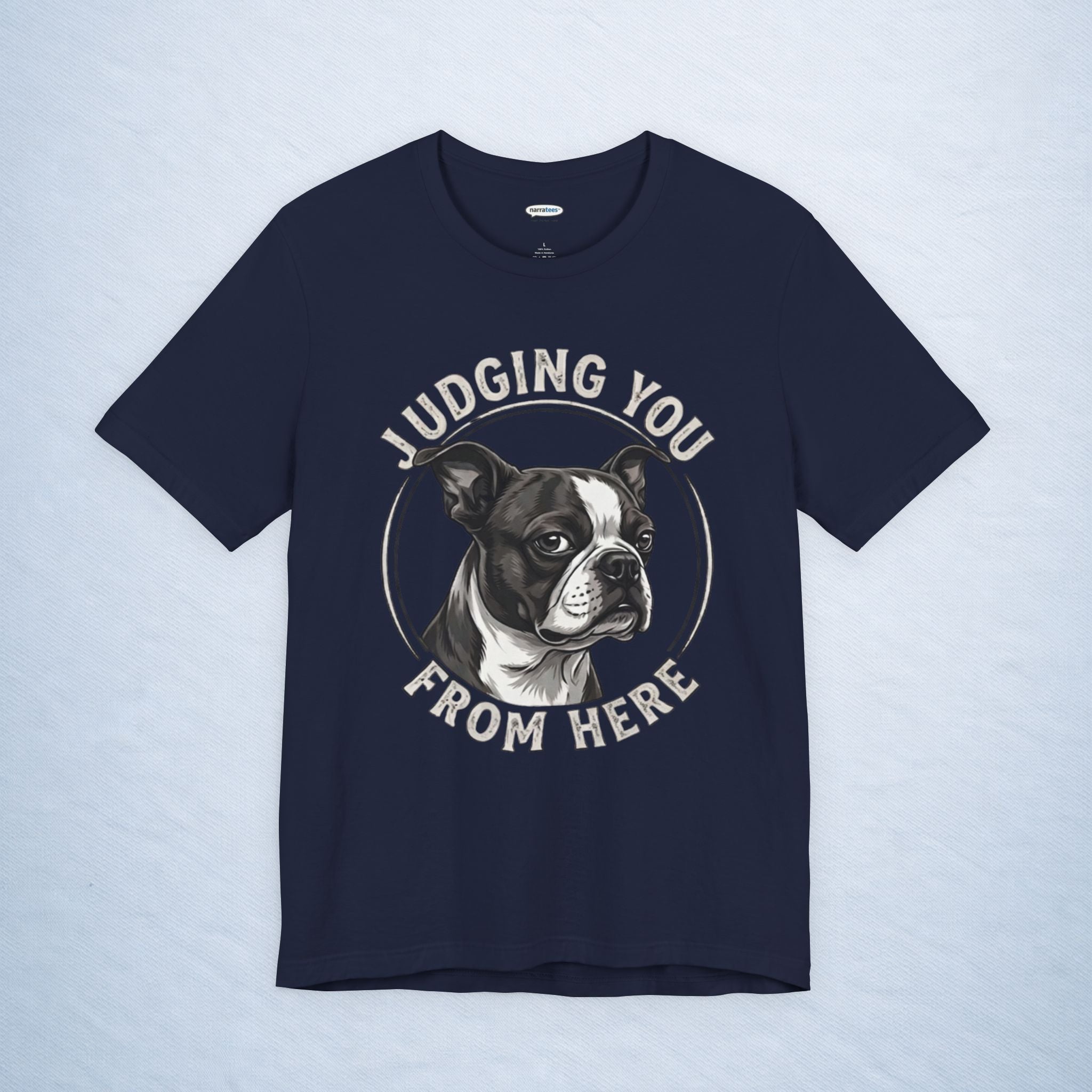 boston terrier: judging you from here - mono
