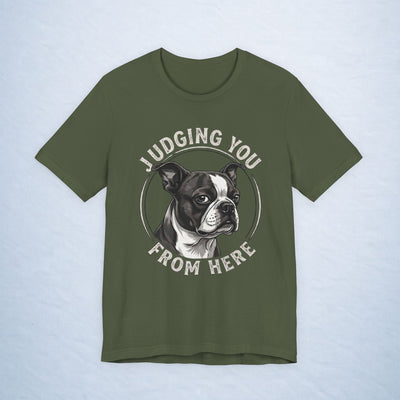 boston terrier: judging you from here - mono