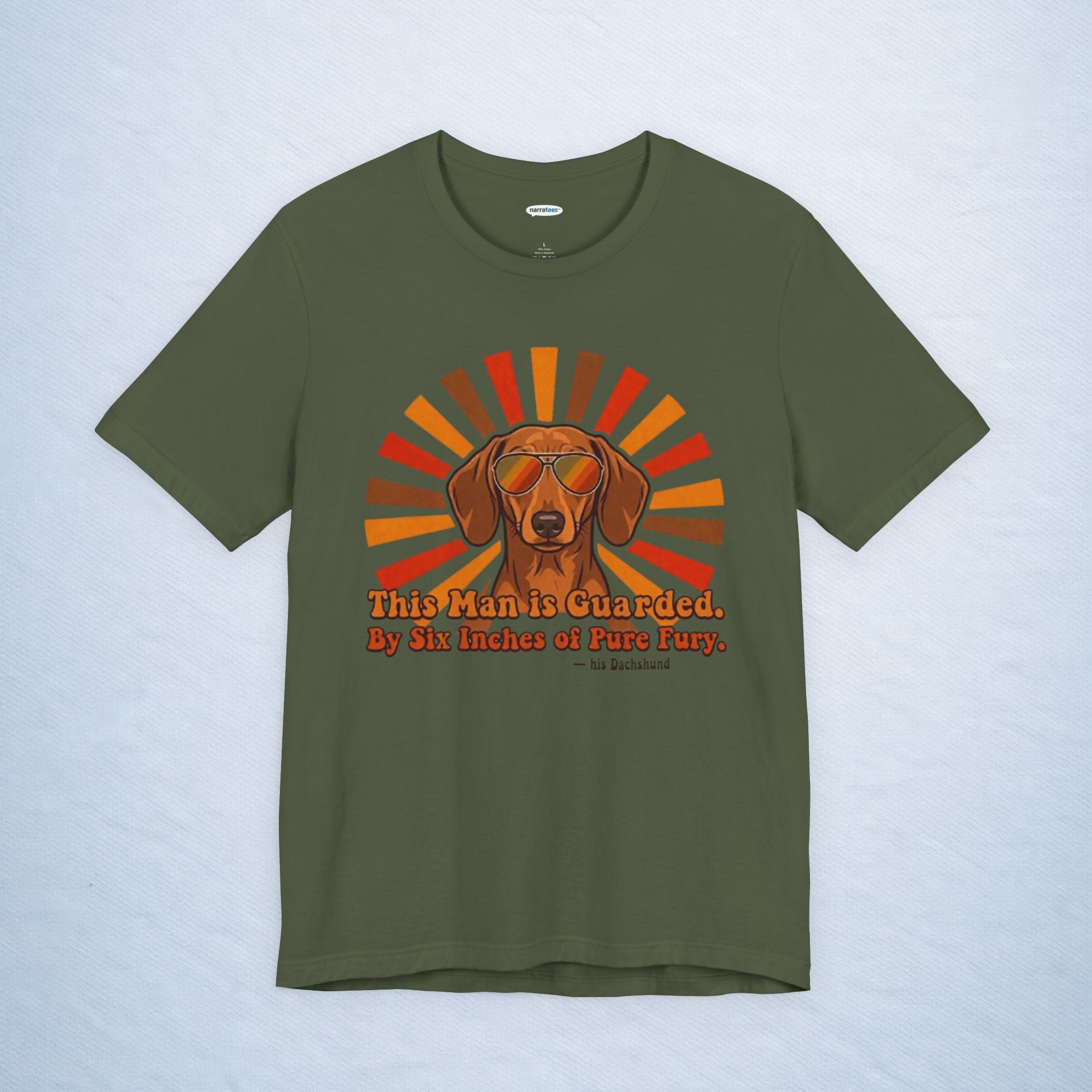 dachshund: this man is guarded