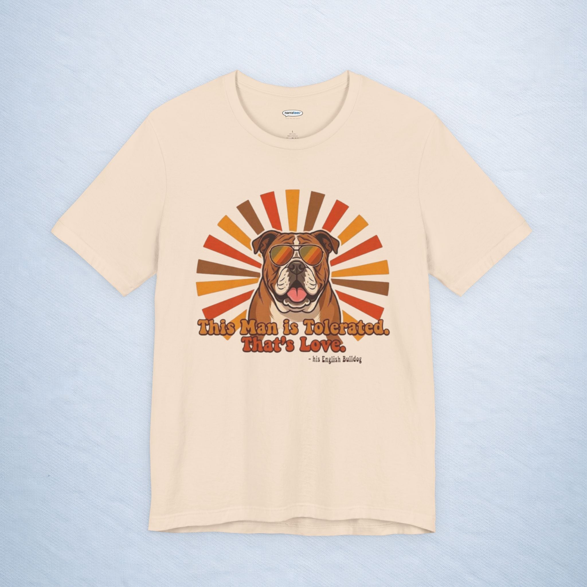 english bulldog: this man is tolerated